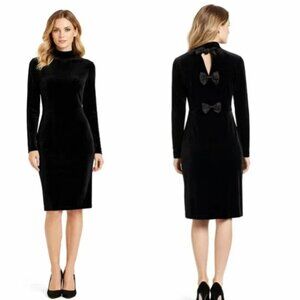NWT Modcloth Velvet Long Sleeve Bow Back Midi Dress Mockneck